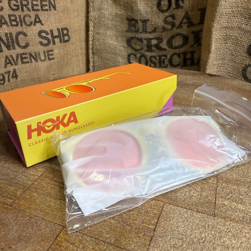 Hoka Classic Round Sunglasses Unisex OS Yellow New Polarized Red Orange Lens